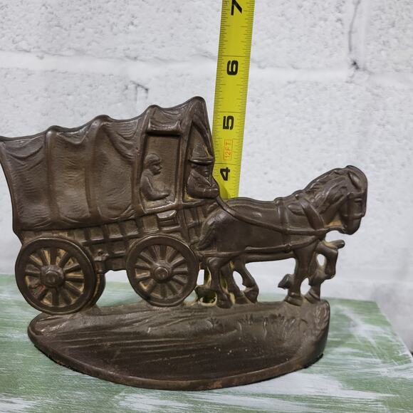 Vintage Cast Bronze Door Stop Western Stage Coach COPR 1980 - Picture 6 of 6